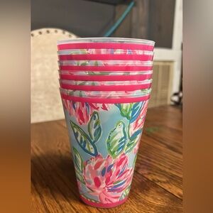 LILLY PULTIZER Floral Pink and Blue Cups- plastic